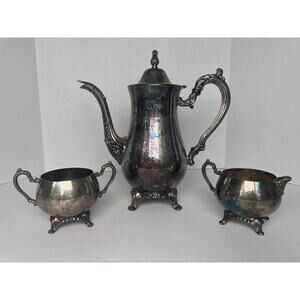Vintage Oneida Silver Coffee Tea Service sugar and creamer set